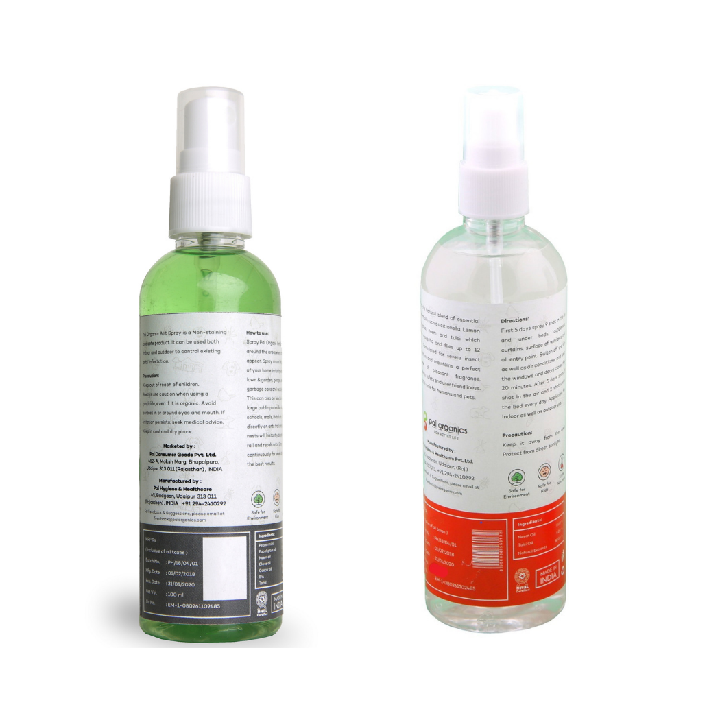 Pai Organics Anti Mosquito Spray And Ant Spray Combo Pack 100 ml Each